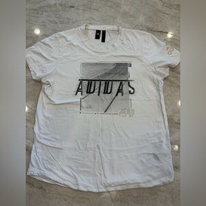 MEN'S SALE Adidas Graphic T-Shirt White Logo Tee Soft Worn-In Cotton Size L